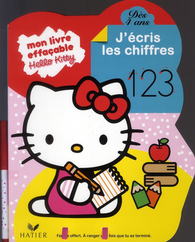 HELLO KITTY - J'ECRIS LES CHIFFRES DES 4 ANS - LIVRE ARDOISE