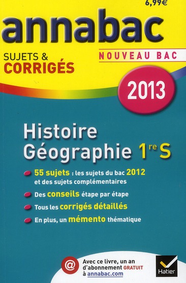 ANNALES ANNABAC 2013 HISTOIRE-GEOGRAPHIE 1RE S