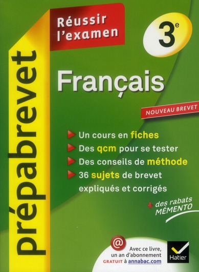 FRANCAIS 3E - PREPABREVET REUSSIR L'EXAMEN
