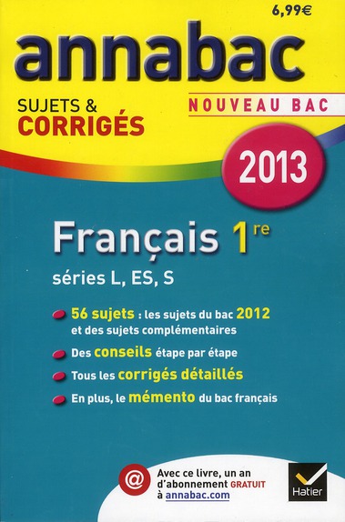 ANNALES ANNABAC 2013 FRANCAIS 1RE L,ES,S