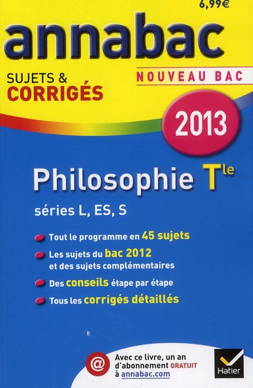 ANNALES ANNABAC 2013 PHILOSOPHIE TLE L,ES,S