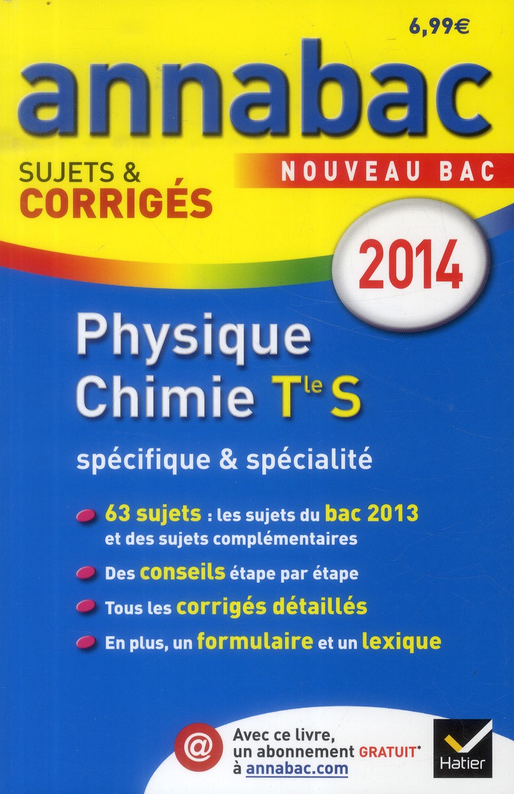 ANNALES ANNABAC 2014 PHYSIQUE-CHIMIE TLE S SPECIFIQUE & SPECIALITE