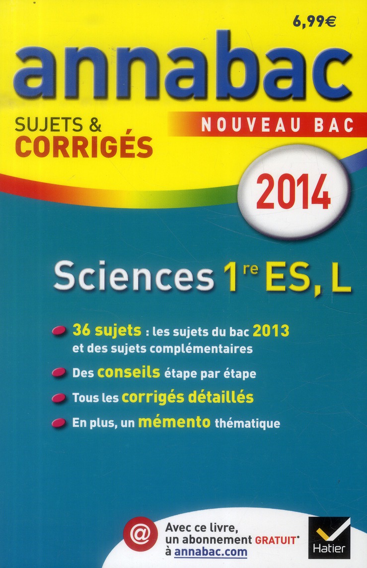 ANNALES ANNABAC 2014 SCIENCES 1RE ES, L