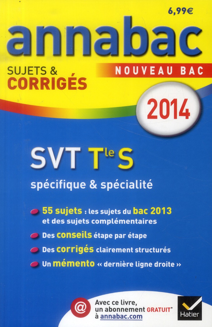 ANNALES ANNABAC 2014 SVT TLE S SPECIFIQUE & SPECIALITE