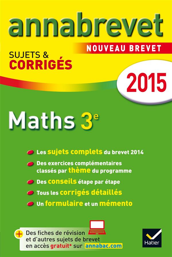 ANNALES ANNABREVET 2015 MATHS 3E