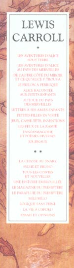 COFFRET 2 VOLUMES LEWIS CARROLL - NOUVELLE EDITION