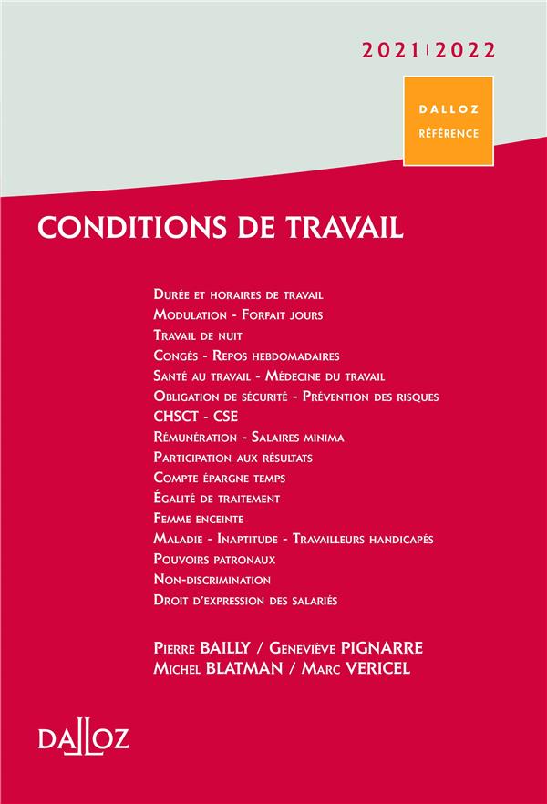 CONDITIONS DE TRAVAIL 2021/22 - 1RE ED. - DUREE ? REMUNERATION ? SANTE ET SECURITE