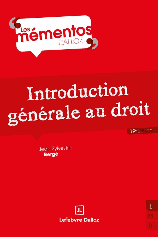 INTRODUCTION GENERALE AU DROIT. 19E ED.