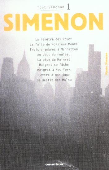 TOUT SIMENON - TOME 1 CENTENAIRE - VOL01