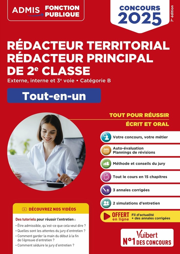 CONCOURS REDACTEUR TERRITORIAL ET REDACTEUR PRINCIPAL DE 2E CLASSE - CATEGORIE B - TOUT-EN-UN - EXTE