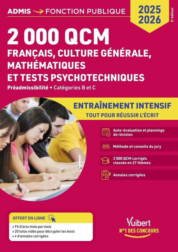2000 QCM DE FRANCAIS, CULTURE GENERALE, MATHEMATIQUES ET TESTS PSYCHOTECHNIQUES - EPREUVE DE PREADMI