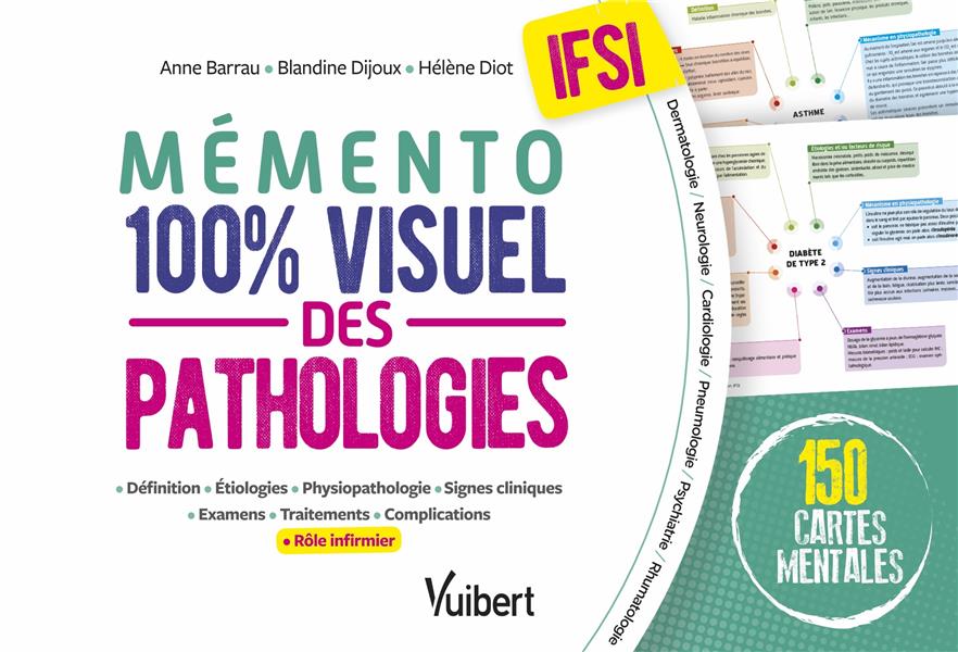 MEMENTO 100% VISUEL DES PATHOLOGIES EN IFSI - 150 FICHES COLOREES POUR MEMORISER FACILEMENT LES PATH