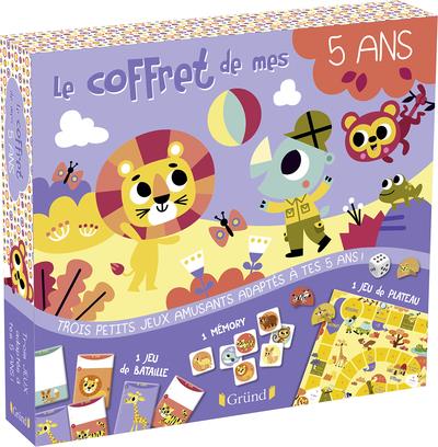 LE COFFRET DE MES 5 ANS - COFFRET AVEC UN JEU DE L'OIE SUR LES ANIMAUX, 40 CARTES DE MEMORY ET 1 JEU