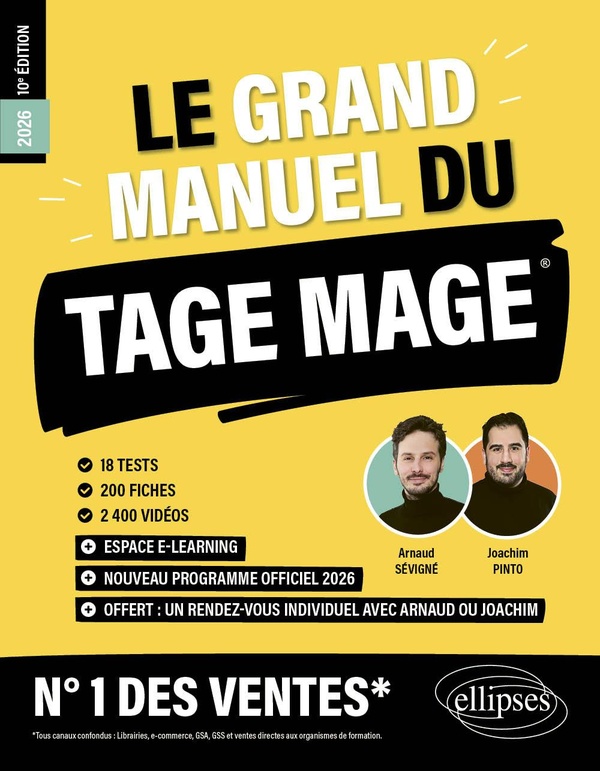 LE GRAND MANUEL DU TAGE MAGE  N 1 DES VENTES - 18 TESTS BLANCS + 200 FICHES DE COURS + 2000 VIDEO