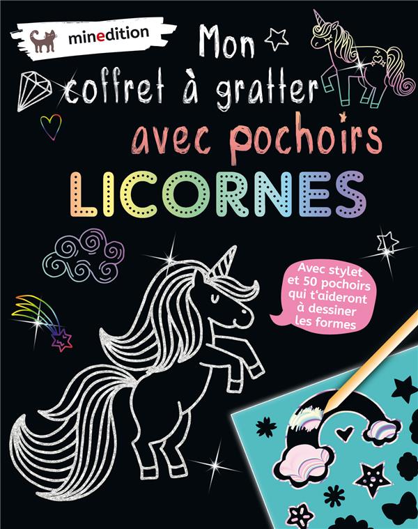 MON COFFRET A GRATTER AVEC POCHOIRS - LICORNES