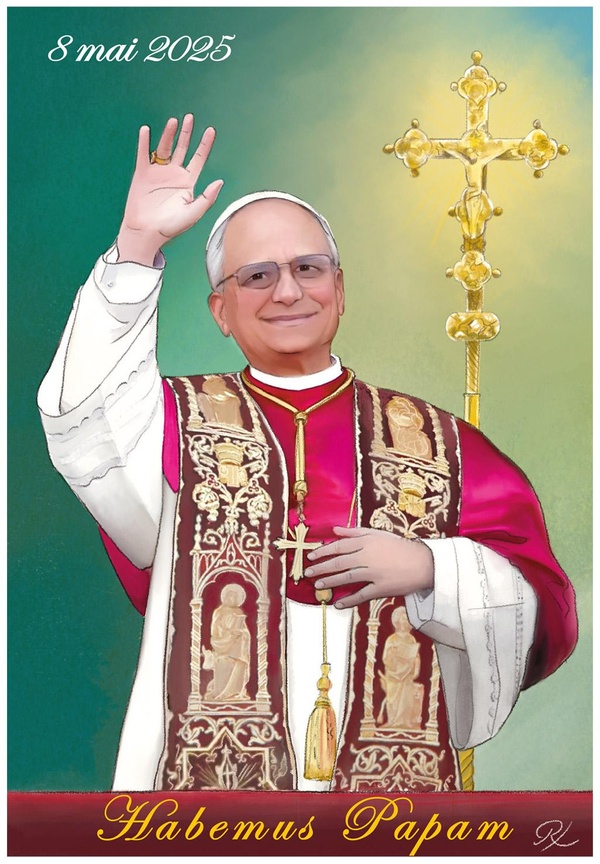 PORTRAIT LEON XIV AU VATICAN - 10 IMAGES SOUPLES AVEC PRIERE AU DOS