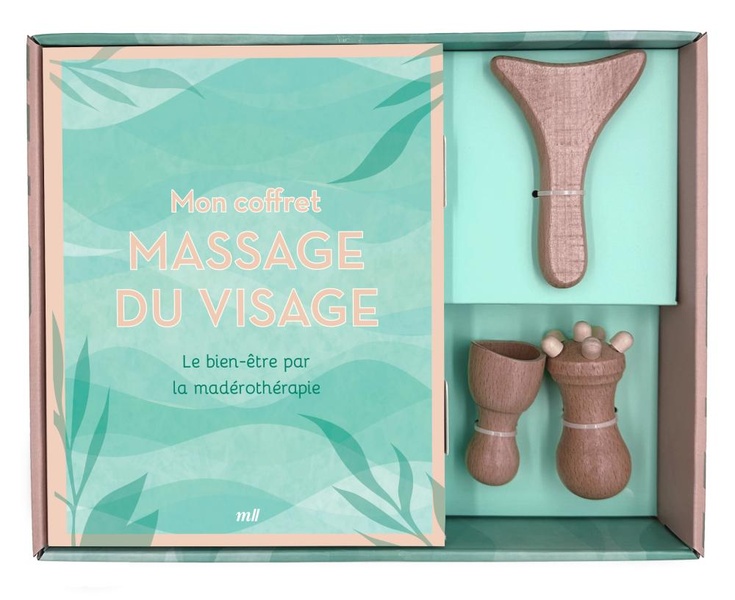 MON COFFRET MASSAGE DU VISAGE - LE BIEN-ETRE PAR LA MADEROTHERAPIE - INCLUS UN LIVRE ET 3 ACCESSOIRE