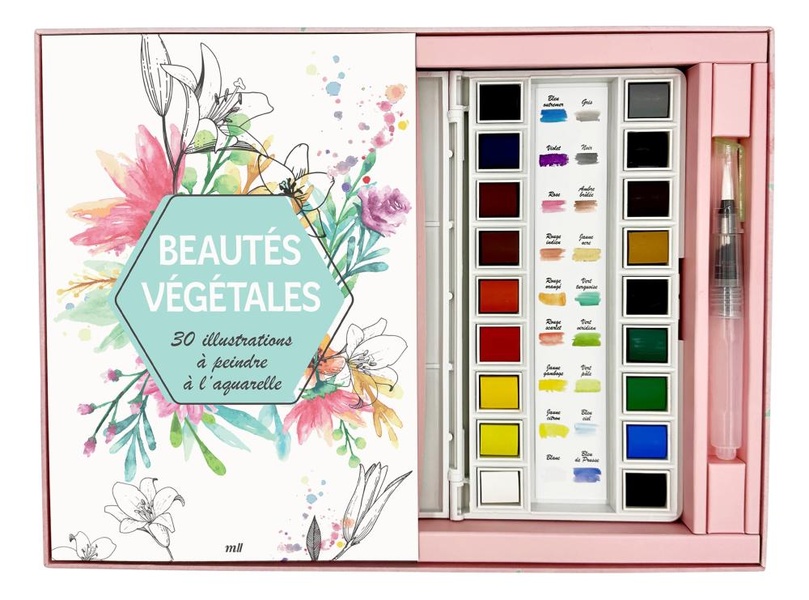 COFFRET AQUARELLE - BEAUTES VEGETALES - 30 ILLUSTRATIONS A PEINDRE A L'AQUARELLE - UN CARNET AVEC DE