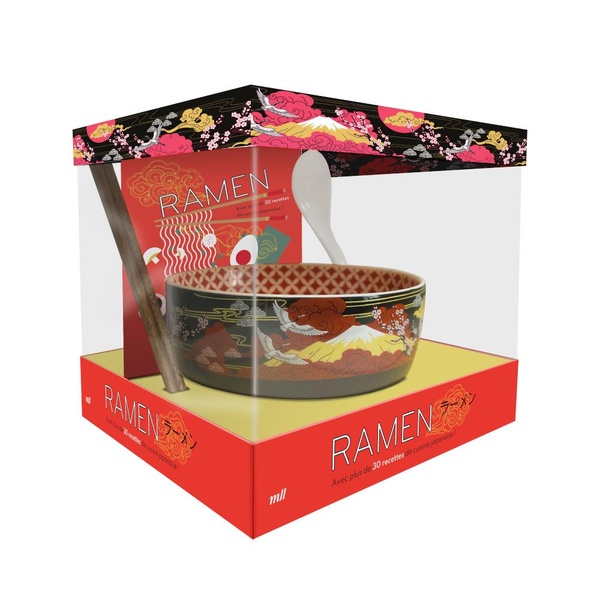 COFFRET RAMEN - AVEC PLUS DE 30 RECETTES DE CUISINE JAPONAISE ! - UN BOL ET UNE CUILLERE EN CERAMIQU