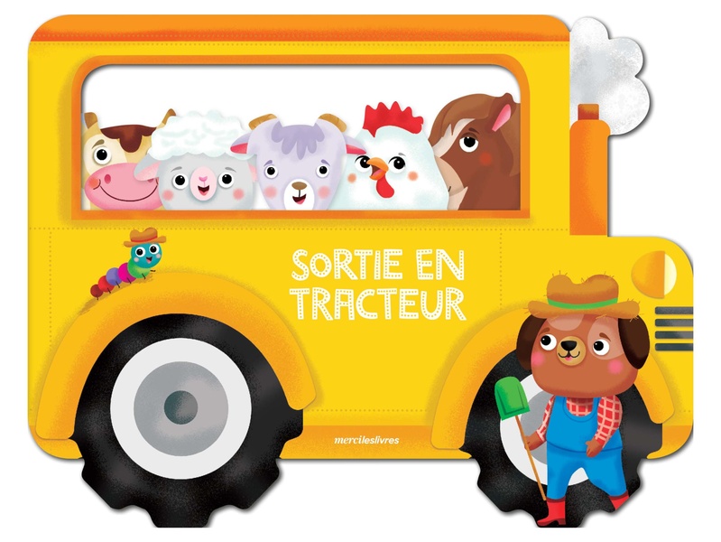 SORTIE EN TRACTEUR - LIVRE TOUT-CARTON AVEC POIGNEE ET FORMES DECOUPEES