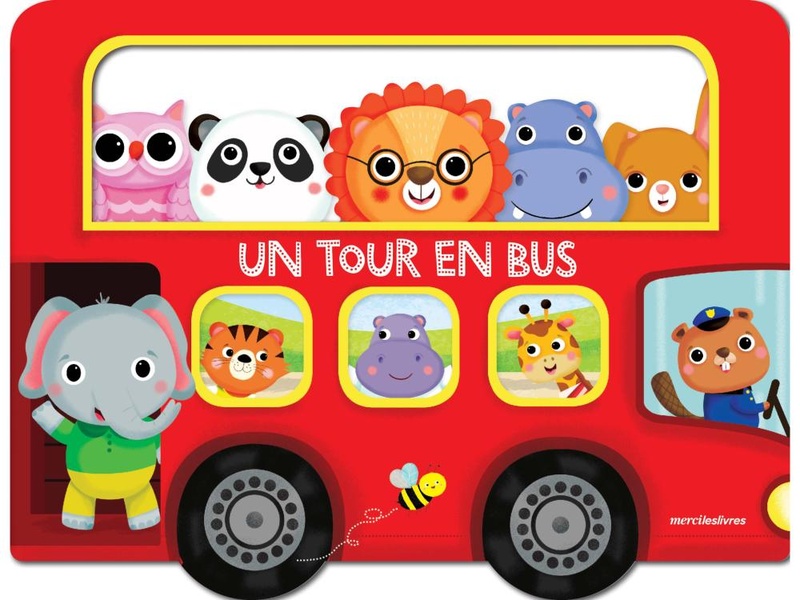 UN TOUR EN BUS - LIVRE TOUT-CARTON AVEC POIGNEE ET FORMES DECOUPEES