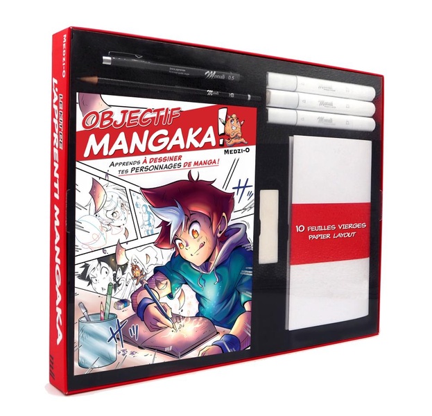 LE KIT DE L'APPRENTI MANGAKA - LA PREMIERE ETAPE VERS TON MANGA ! (COFFRET) - TOUT POUR CREER SES PR