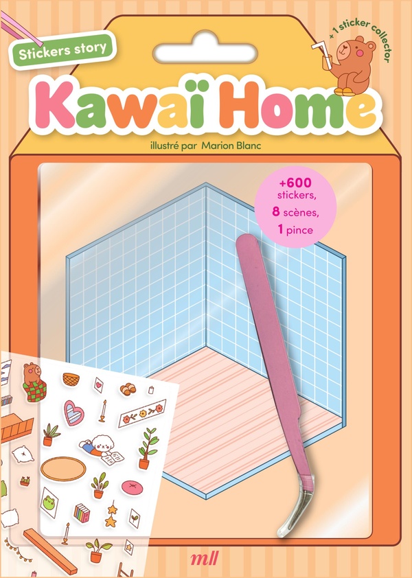 STICKERS STORY - KAWAI HOME - 8 ADORABLES SCENES A COMPLETER - 600 STICKERS ET UNE PINCE INCLUS