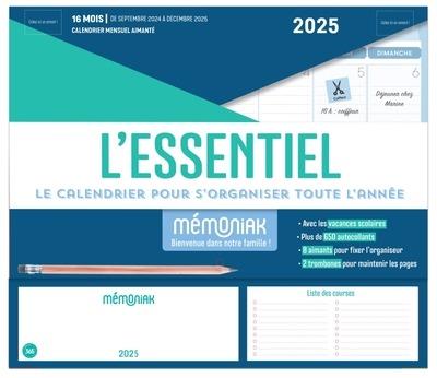 MINI-ORGANISEUR L'ESSENTIEL MEMONIAK, CALENDRIER MENSUEL (SEPT. 2024- DEC. 2025)