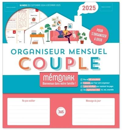 ORGANISEUR MEMONIAK SPECIAL COUPLE, CALENDRIER MENSUEL (SEPT. 2024- DEC. 2025)