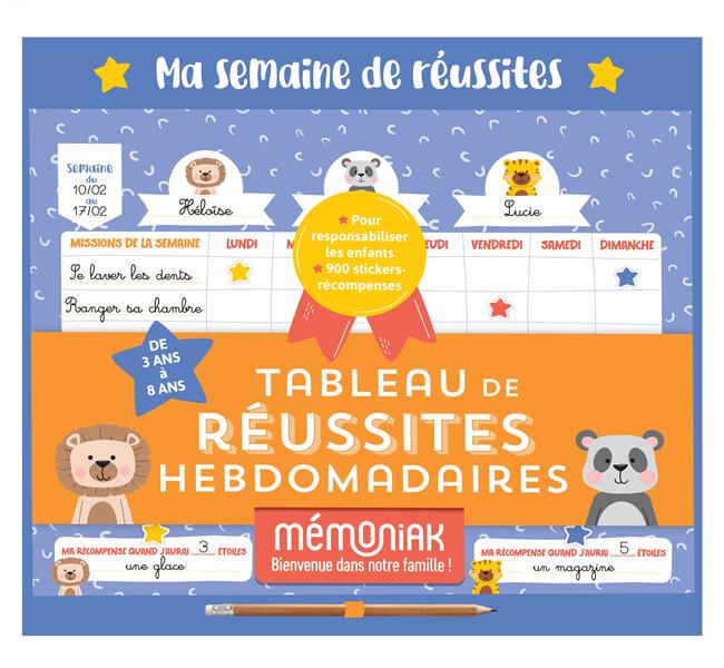 TABLEAU DE REUSSITES HEBDOMADAIRES MEMONIAK, MAX 3 ENFANTS, PERPETUEL