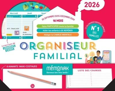 ORGANISEUR FAMILIAL MEMONIAK 2026, CALENDRIER ORGANISATION FAMILIALE MENSUEL (SEPT. 2025- DEC. 2026)