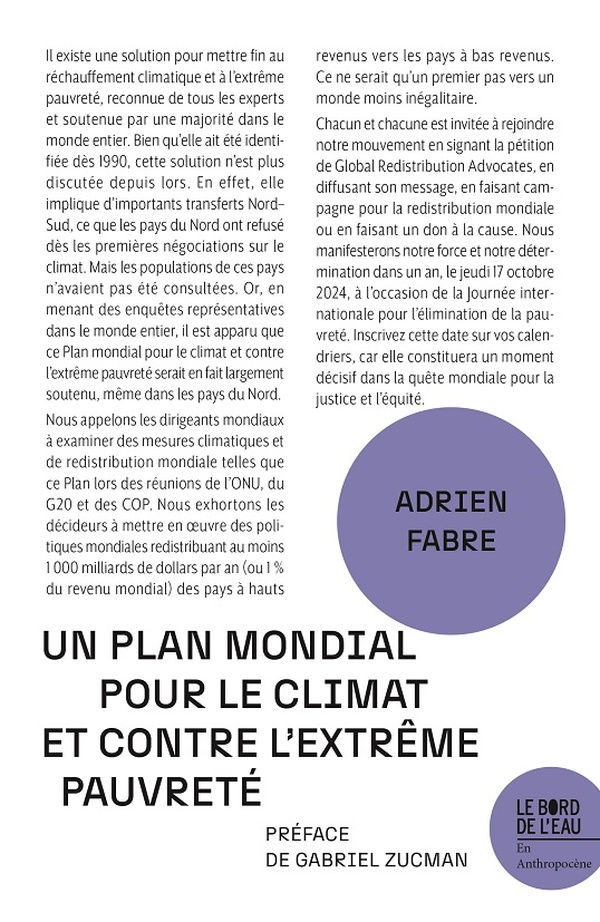 UN PLAN MONDIAL POUR LE CLIMAT ET CONTRE L'EXTREME PAUVRETE