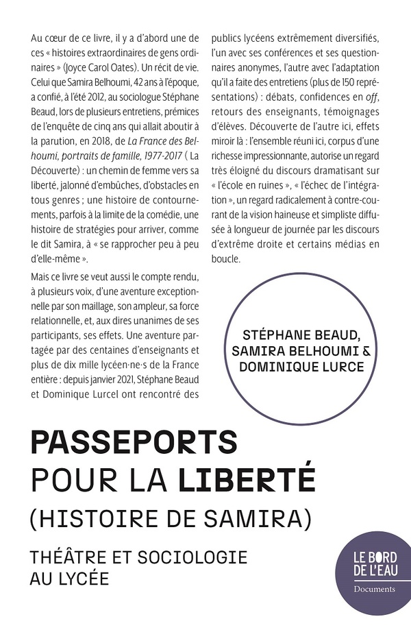 PASSEPORTS POUR LA LIBERTE (HISTOIRE DE SAMIRA) - THEATRE ET SOCIOLOGIE AU LYCEE