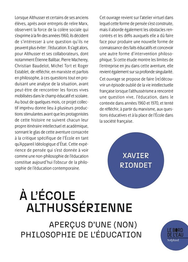 A LECOLE ALTHUSSERIENNE. APERCUS DUNE (NON) PHILOSOPHIE DE LEDUCATION