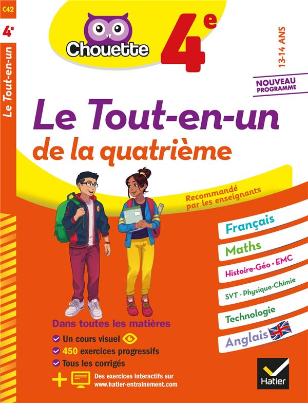 CHOUETTE - LE TOUT-EN-UN 4E - CAHIER DE REVISION ET D'ENTRAINEMENT DANS TOUTES LES MATIERES