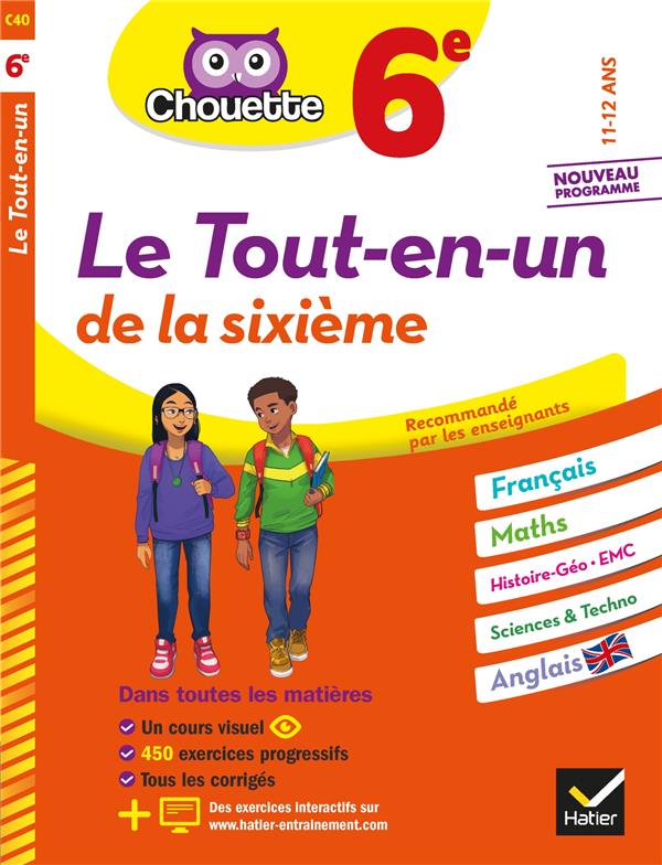 CHOUETTE - LE CAHIER TOUT-EN-UN 6E - CAHIER DE REVISION ET D'ENTRAINEMENT DANS TOUTES LES MATIERES