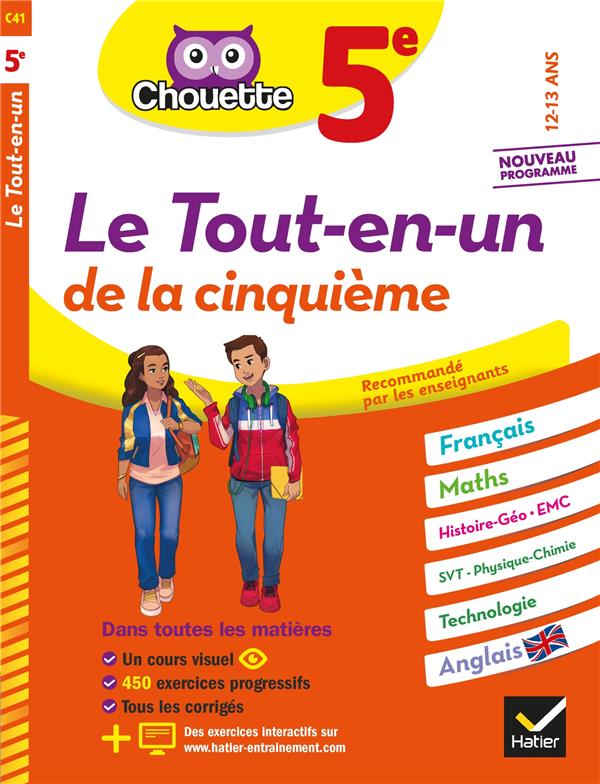 CHOUETTE - LE TOUT-EN-UN 5E - CAHIER DE REVISION ET D'ENTRAINEMENT DANS TOUTES LES MATIERES