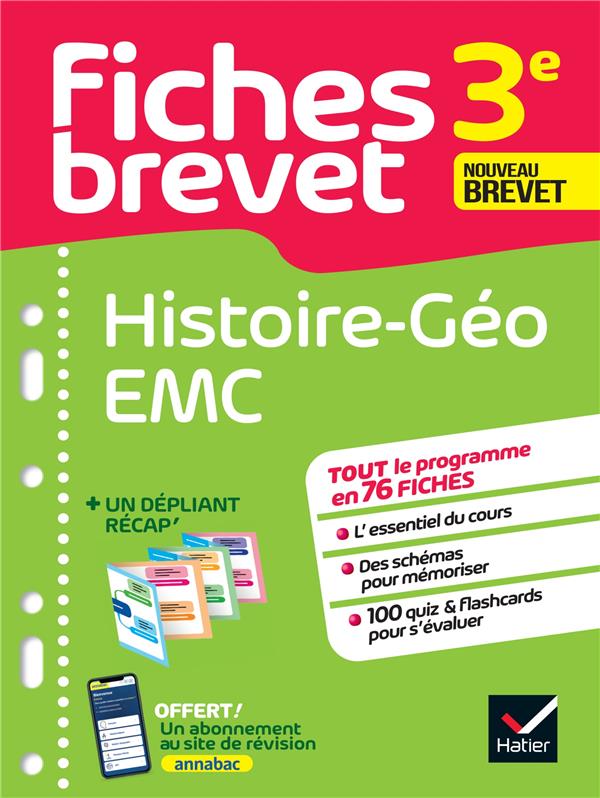 FICHES BREVET HISTOIRE-GEOGRAPHIE EMC 3E BREVET 2025 - FICHES DE REVISION & QUIZ