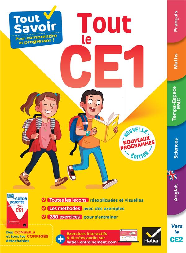 TOUT SAVOIR CE1 - TOUT-EN-UN - COURS, METHODES ET EXERCICES DANS TOUTES LES MATIERES