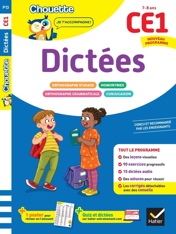 DICTEES CE1 - CAHIER DE SOUTIEN NOUVEAU PROGRAMME - LECONS ET EXERCICES CORRIGES