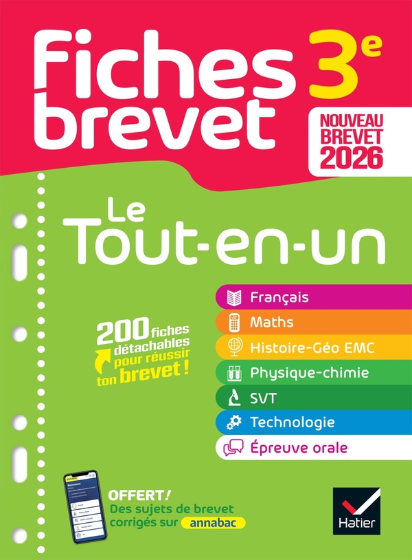 FICHES BREVET - LE TOUT-EN-UN BREVET 2026 (TOUTES LES MATIERES) - FRANCAIS, MATHS, HISTOIRE-GEO EMC,