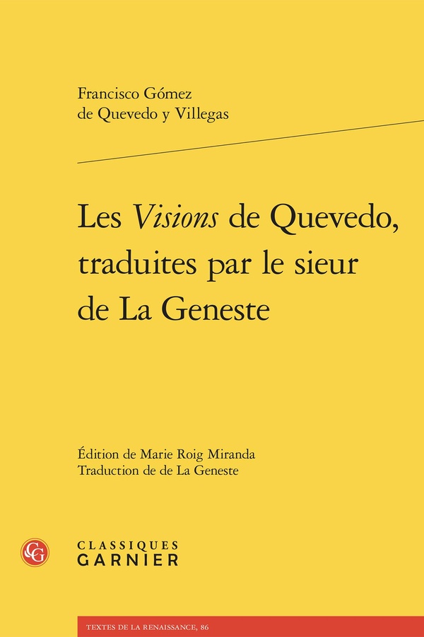 LES VISIONS DE QUEVEDO, TRADUITES PAR LE SIEUR DE LA GENESTE