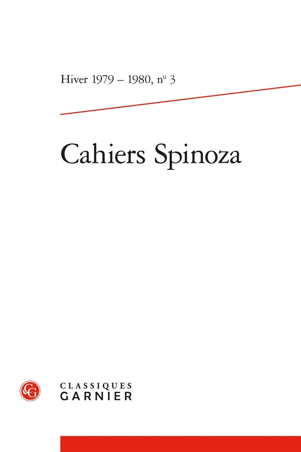 CAHIERS SPINOZA - HIVER 1979 - 80, N  3