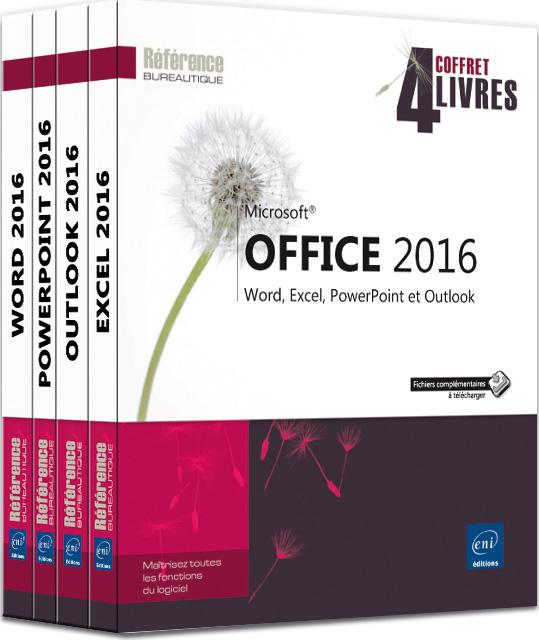 MICROSOFT  OFFICE 2016 - COFFRET DE 4 LIVRES : WORD, EXCEL, POWERPOINT ET OUTLOOK