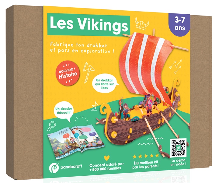 LES VIKINGS - KIT LUDO-EDUCATIF 3-7 ANS - FABRIQUE TON DRAKKAR ET PARS EN EXPLORATION !