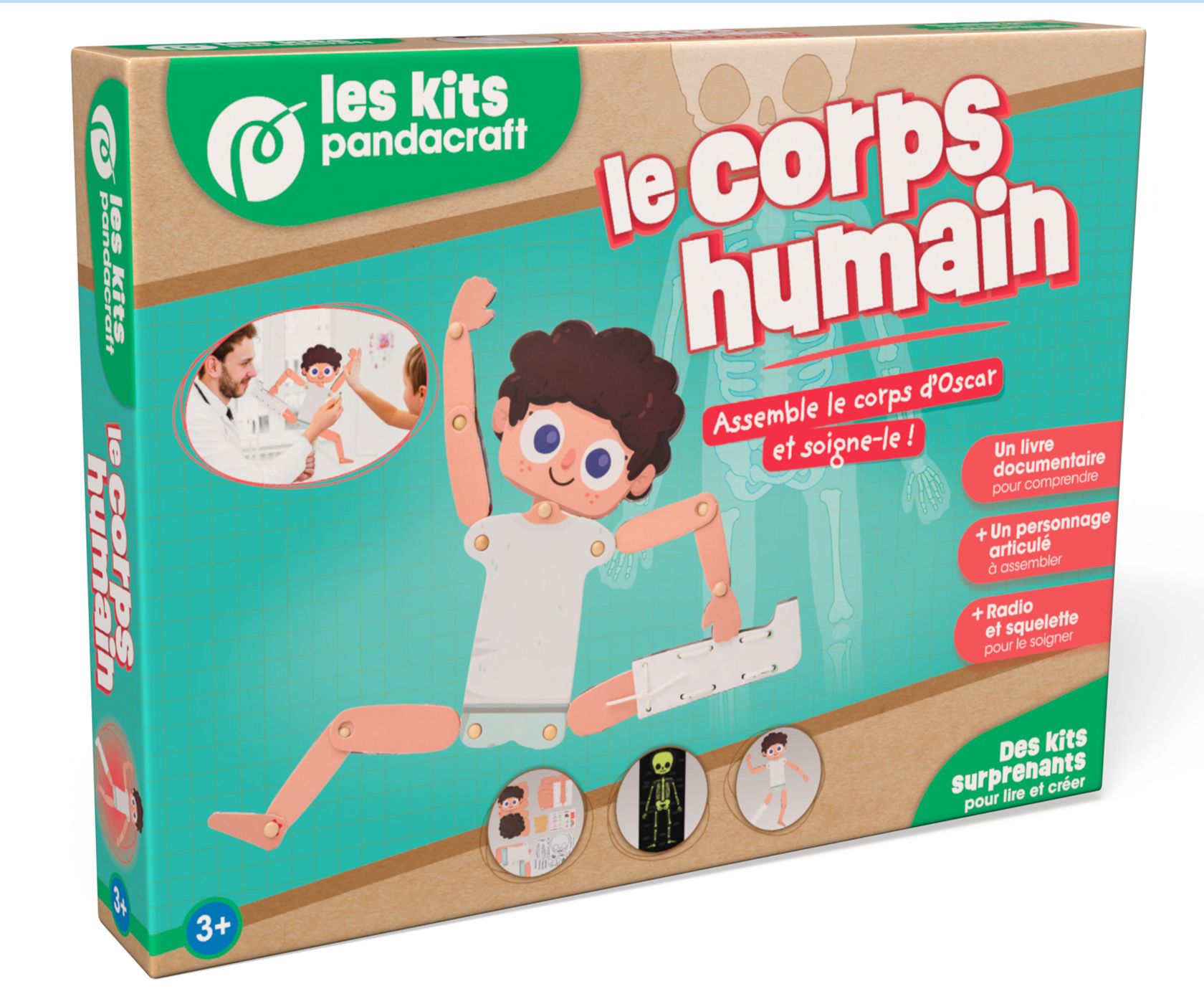 LE CORPS HUMAIN - KIT PANDACRAFT DES 3 ANS - ASSEMBLE LE CORPS D'OSCAR ET SOIGNE-LE !
