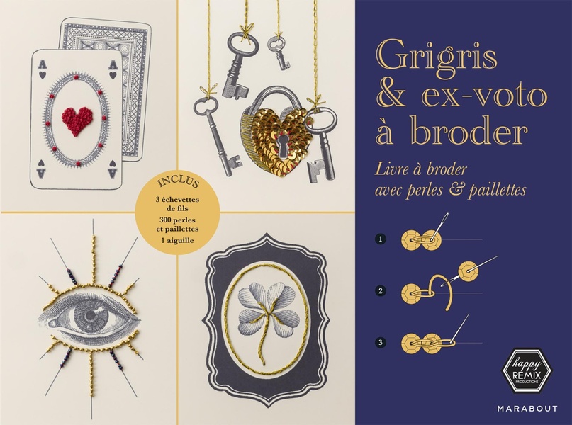 GRIGRIS & EX-VOTO A BRODER - LIVRE A BRODER AVEC PERLES & PAILLETTES