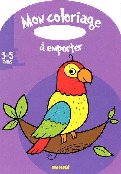 MON COLORIAGE A EMPORTER (3-5 ANS) (PERROQUET SUR FOND MAUVE)