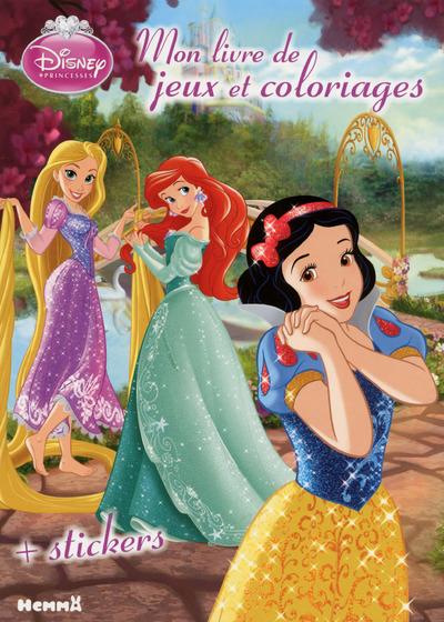 DISNEY PRINCESSES MON LIVRE DE JEUX ET COLORIAGES+ STICKERS (BLANCHE-NEIGE, RAIPONCE, ARIEL)