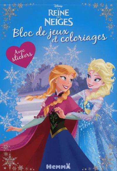 DISNEY LA REINE DES NEIGES BLOC DE JEUX ET COLORIAGES AVEC STICKERS (ANNA-ELSA)